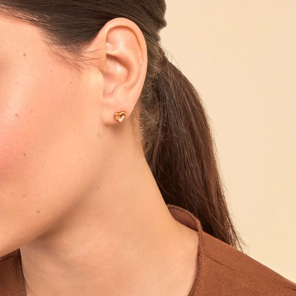 Boucles D'oreilles Puces Laela Plaqué Or Jaune Oxyde De Zirconium