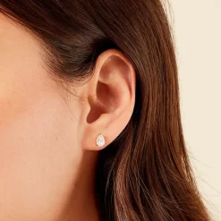 Boucles D'oreilles Puces Lyncia Plaqué Or Jaune Oxyde De Zirconium