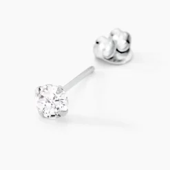 Boucles D'oreilles Puces Laena Argent Blanc Oxyde De Zirconium