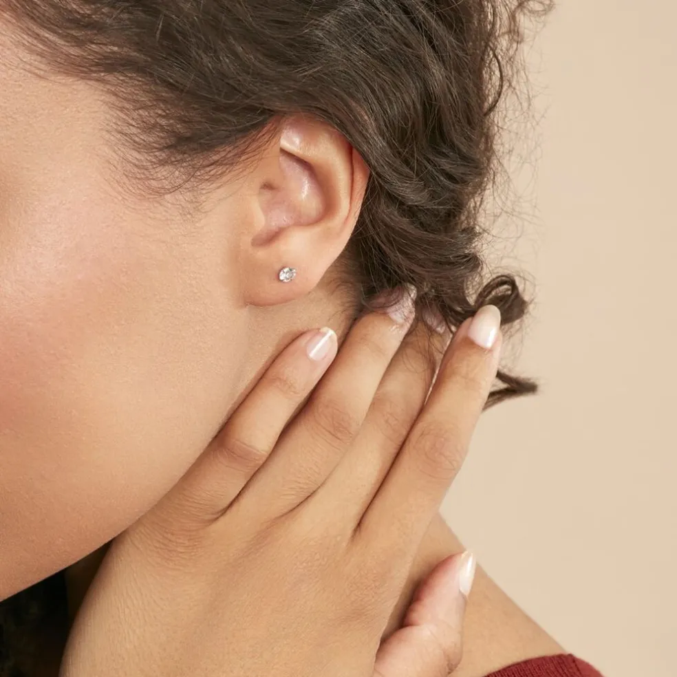 Boucles D'oreilles Puces Laena Argent Blanc Oxyde De Zirconium