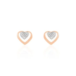 Boucles D'oreilles Puces Liana Or Rose Diamant