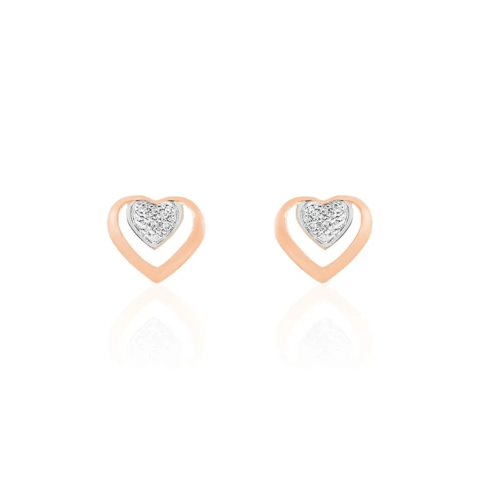 Boucles D'oreilles Puces Liana Or Rose Diamant