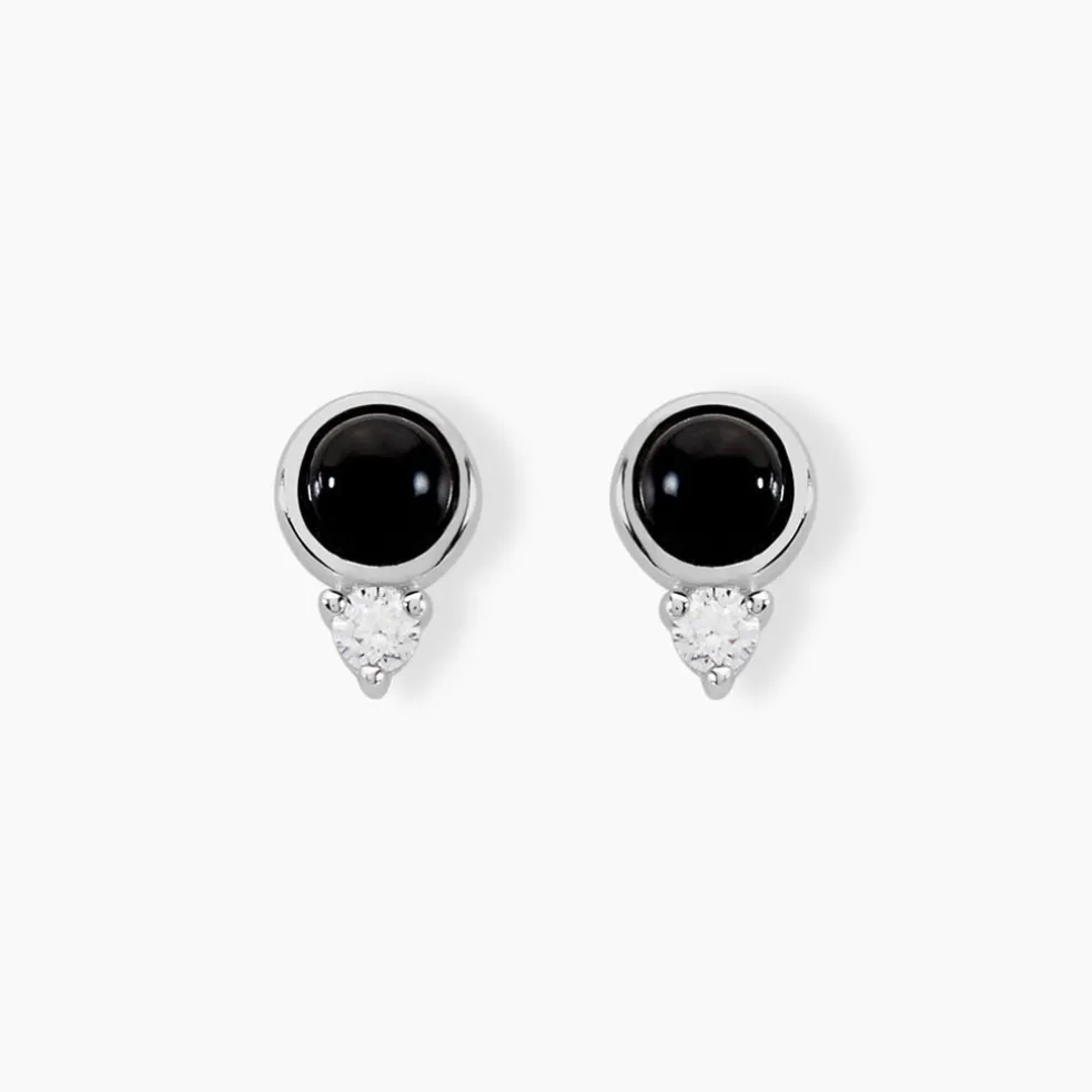Boucles D'oreilles Puces Lonna Argent Blanc Verre Oxyde De Zirconium
