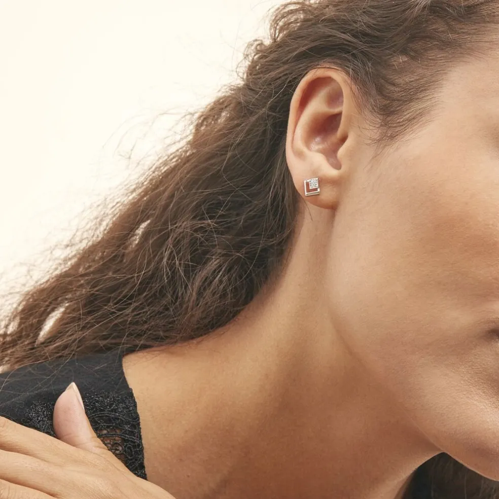 Boucles D'oreilles Puces Liana Or Blanc Diamant