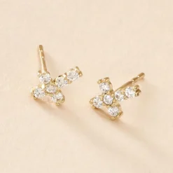 Boucles D'oreilles Puces Luna Or Jaune Oxyde De Zirconium