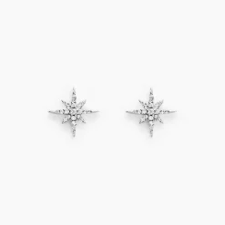 Boucles D'oreilles Puces Lysianne Argent Blanc Oxyde De Zirconium