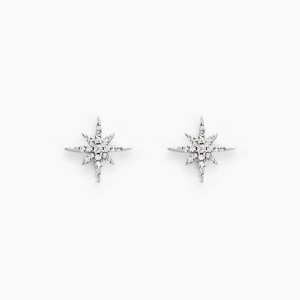 Boucles D'oreilles Puces Lysianne Argent Blanc Oxyde De Zirconium