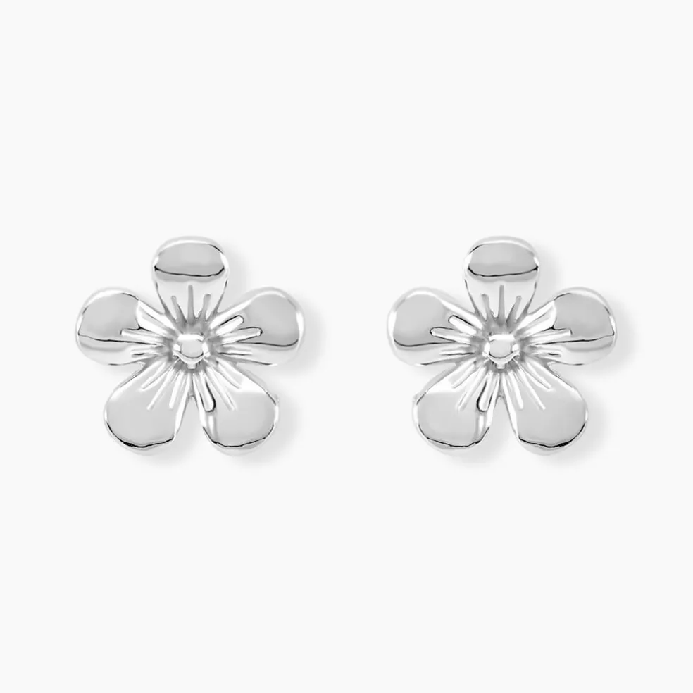 Boucles D'oreilles Puces Locmae Argent Blanc