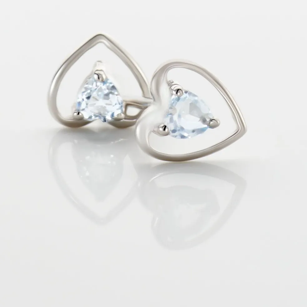 Boucles D'oreilles Puces Luann Or Blanc Topaze