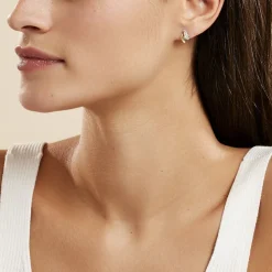 Boucles D'oreilles Puces Loubra Or Jaune Emeraude