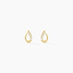 Boucles D'oreilles Puces Lisianthus Or Jaune Oxyde