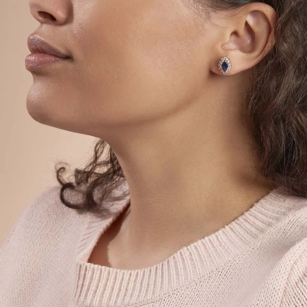 Boucles D'oreilles Puces Lisea Plaqué Or Verre Et Oxyde De Zirconium