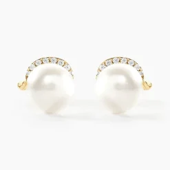 Boucles D'oreilles Puces Lucinda Or Jaune Perle De Culture