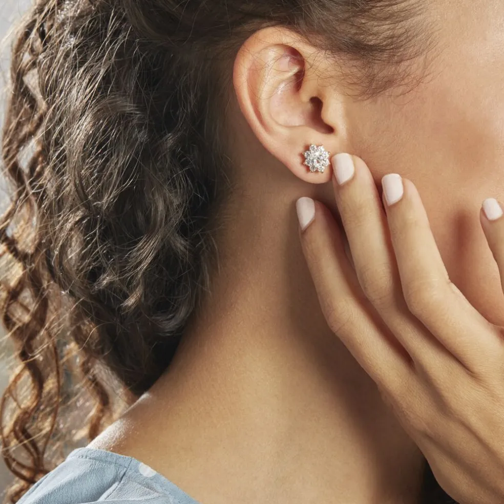 Boucles D'oreilles Puces Lisea Plaqué Or Oxydes De Zirconium