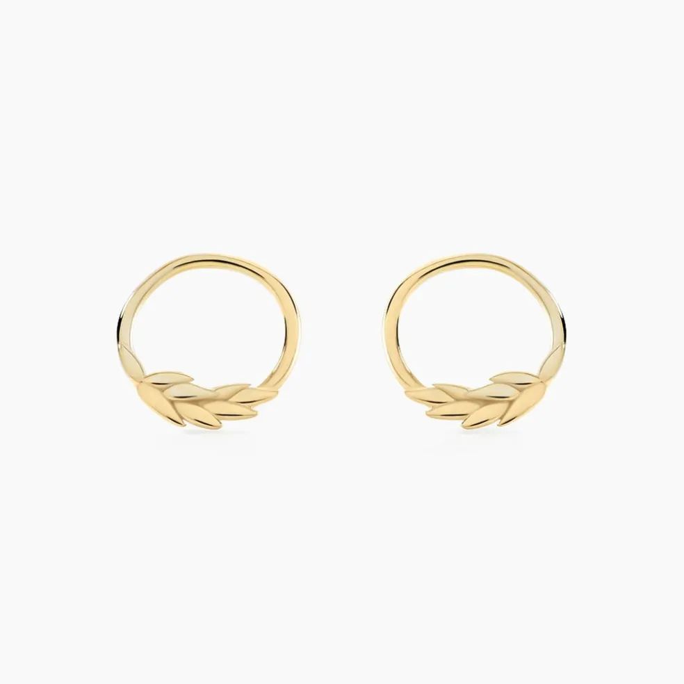 Boucles D'oreilles Puces Leafora Or Jaune