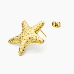 Boucles D'oreilles Puces Mermaid Acier Jaune