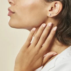 Boucles D'oreilles Puces Mathilda Argent Blanc Oxyde De Zirconium