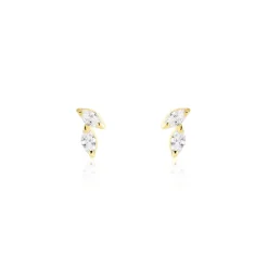 Boucles D'oreilles Puces Mix And Match Or Jaune Oxyde De Zirconium
