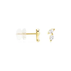Boucles D'oreilles Puces Mix And Match Or Jaune Oxyde De Zirconium
