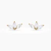 Boucles D'oreilles Puces Marquise Or Jaune Oxyde De Zirconium