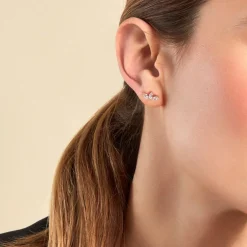 Boucles D'oreilles Puces Marquise Or Jaune Oxyde De Zirconium