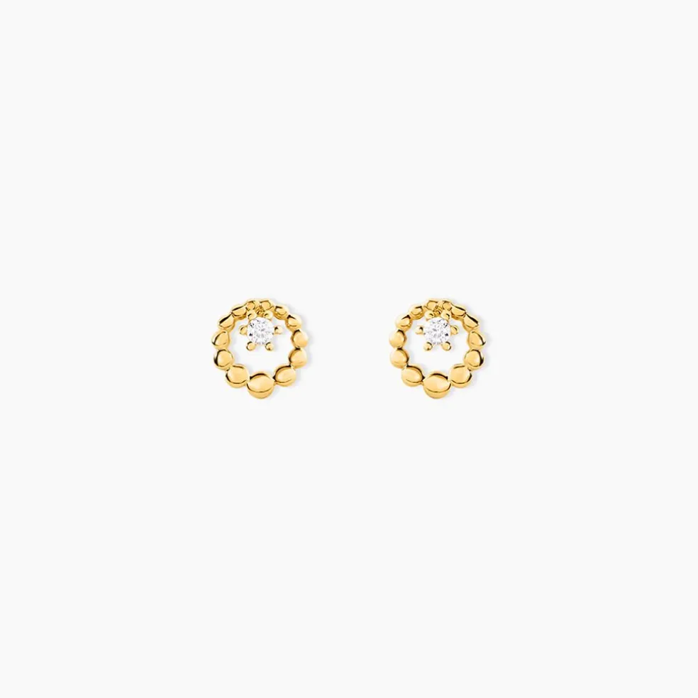 Boucles D'Oreilles Puces Mette Or Jaune Oxyde De Zirconium