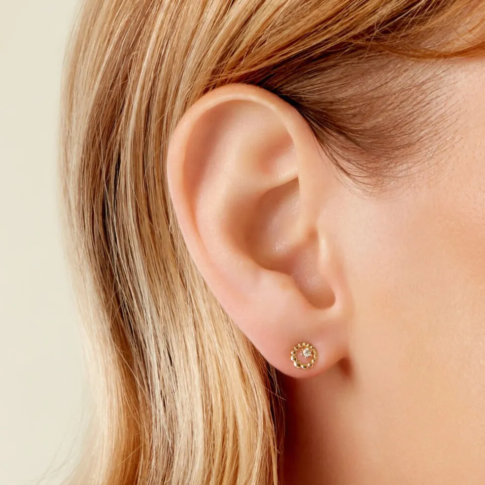 Boucles D'Oreilles Puces Mette Or Jaune Oxyde De Zirconium