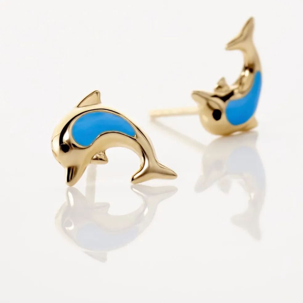 Boucles D'oreilles Puces Mael Dauphin Or Jaune