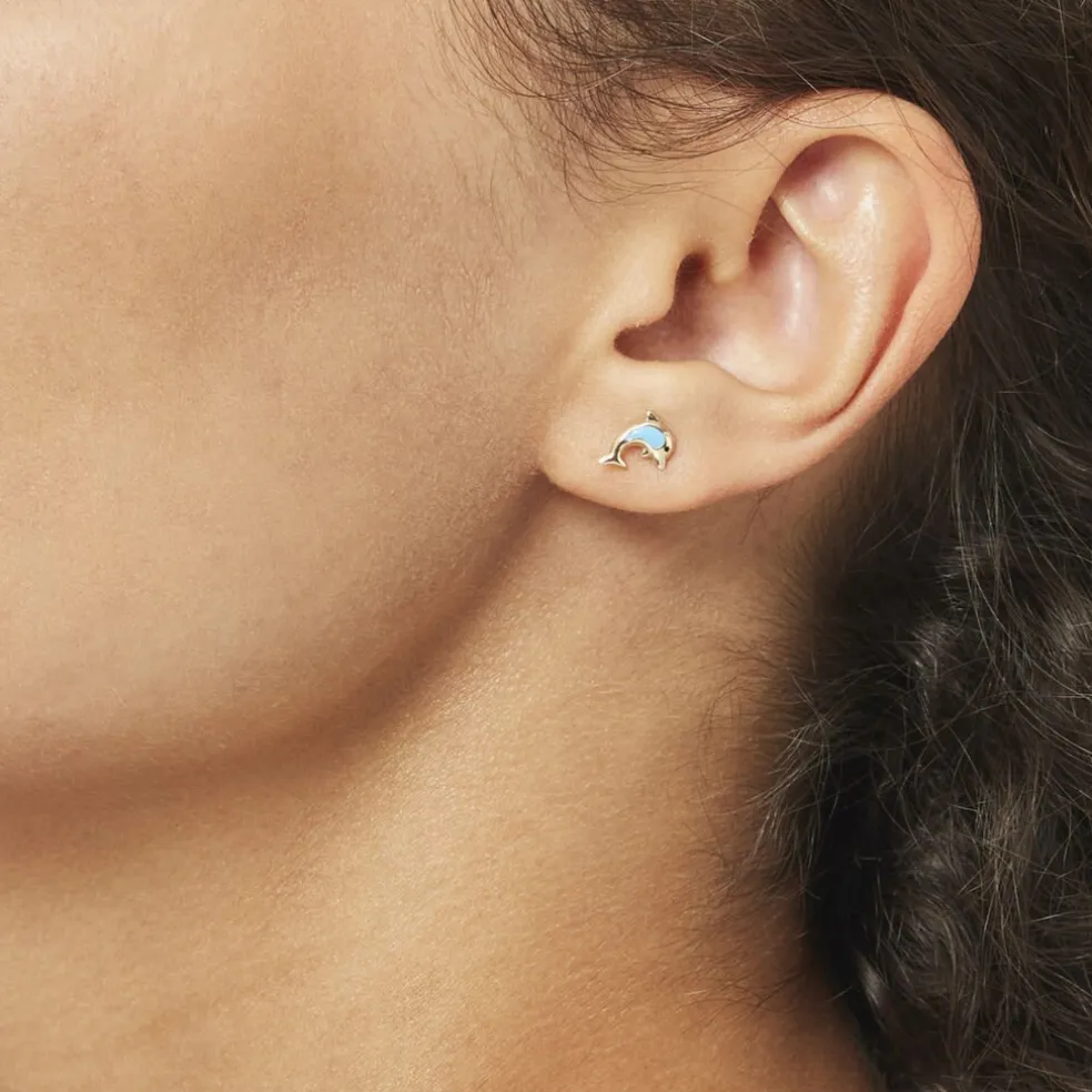 Boucles D'oreilles Puces Mael Dauphin Or Jaune