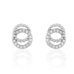 Boucles D'oreilles Puces Magou Argent Blanc Oxyde De Zirconium