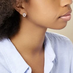 Boucles D'oreilles Puces Magou Argent Blanc Oxyde De Zirconium