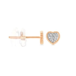 Boucles D'oreilles Puces Mon 1er Diamant Or Rose Diamant