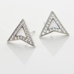 Boucles D'oreilles Puces Moric Argent Blanc Oxyde De Zirconium Nacre