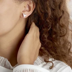 Boucles D'oreilles Puces Moric Argent Blanc Oxyde De Zirconium Nacre