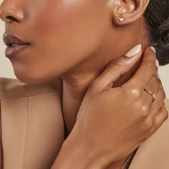 Boucles D'oreilles Puces Myhalf Argent Blanc Oxyde