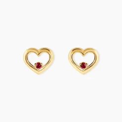 Boucles D'oreilles Puces Martella Or Jaune Rubis