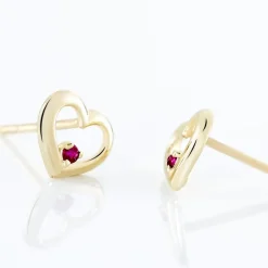 Boucles D'oreilles Puces Martella Or Jaune Rubis