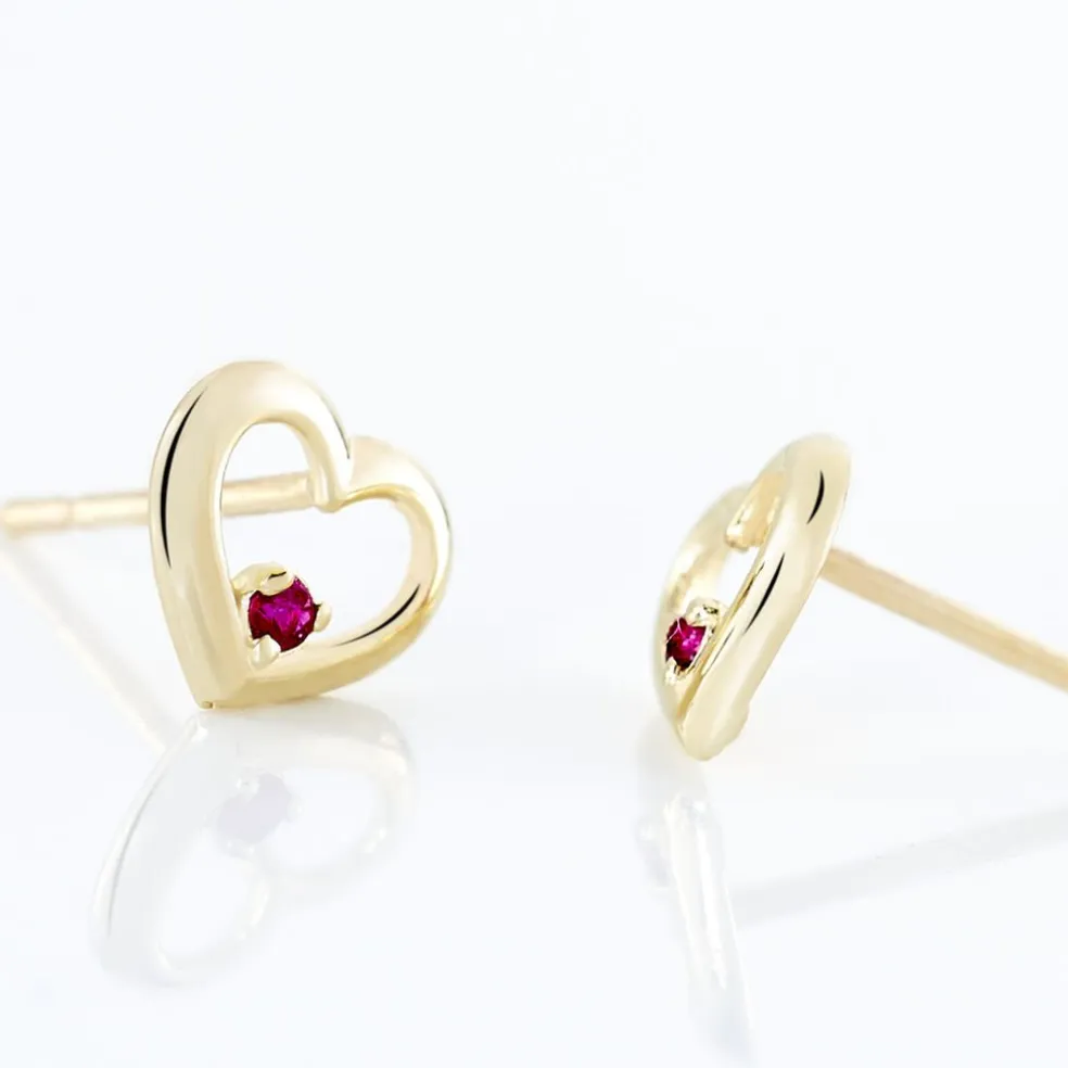 Boucles D'oreilles Puces Martella Or Jaune Rubis