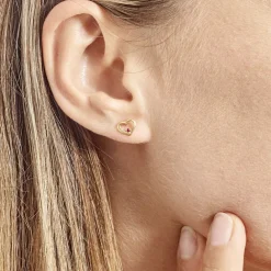 Boucles D'oreilles Puces Martella Or Jaune Rubis