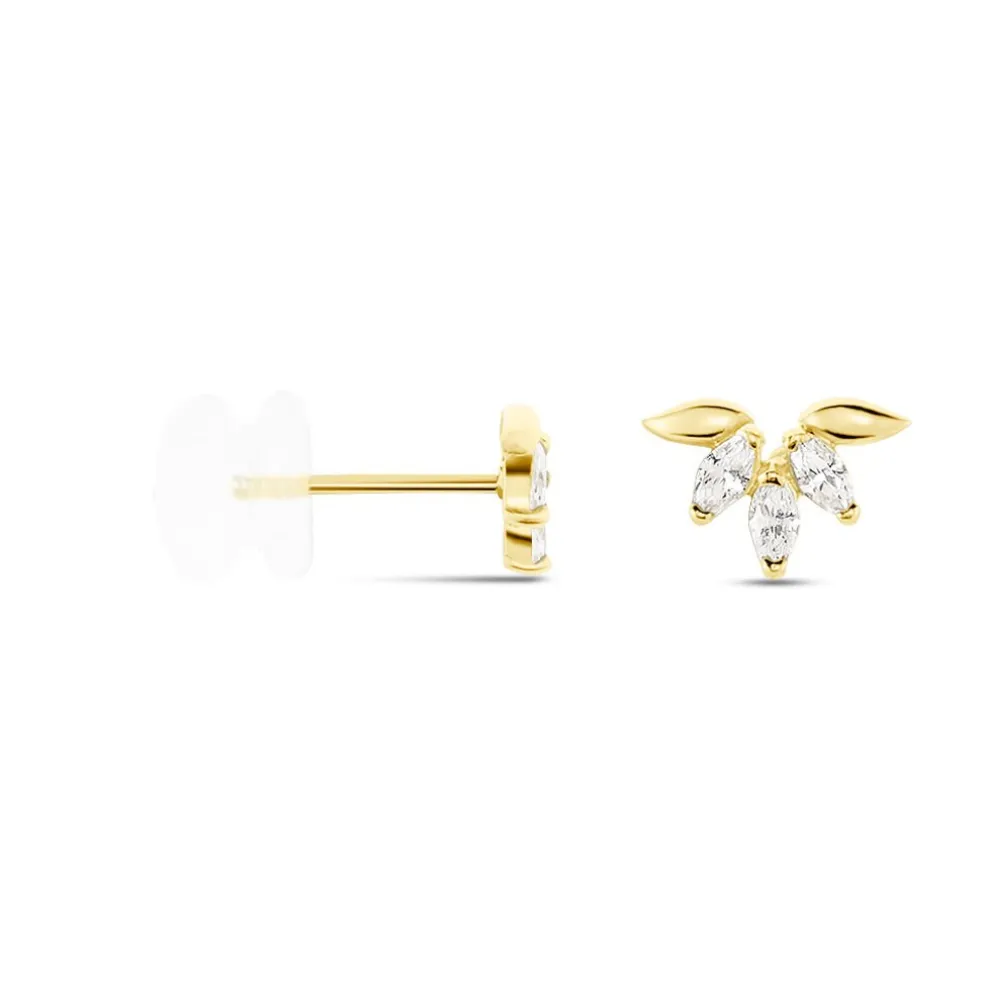 Boucles D'oreilles Puces Maralyn Or Jaune Oxyde De Zirconium
