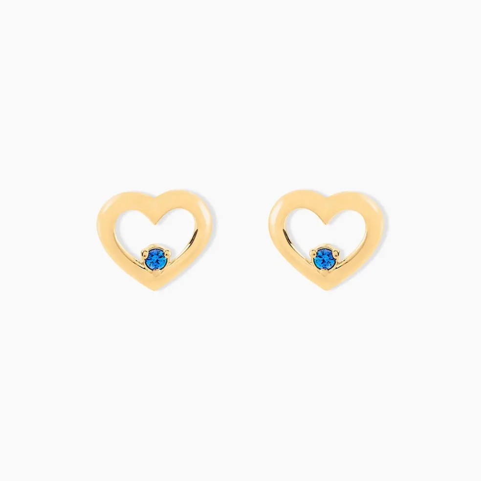 Boucles D'oreilles Puces Martella Or Jaune Saphir