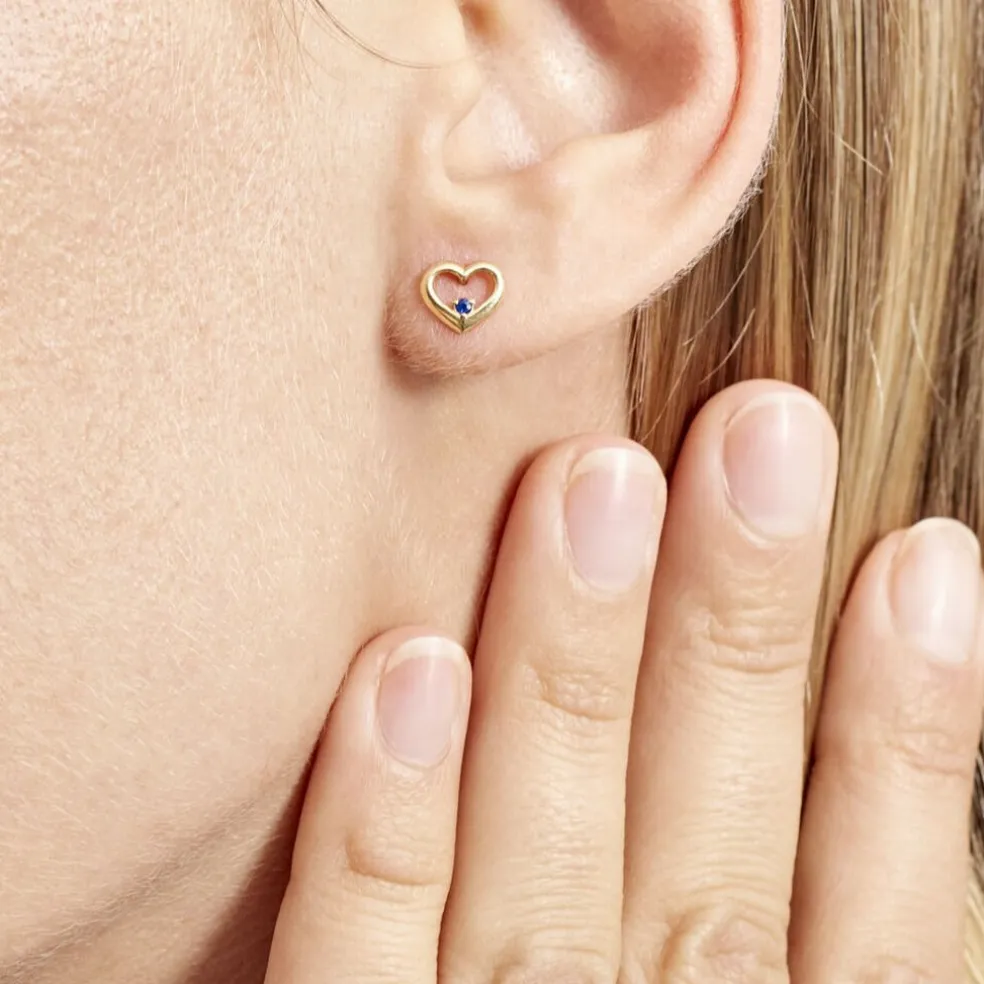 Boucles D'oreilles Puces Martella Or Jaune Saphir