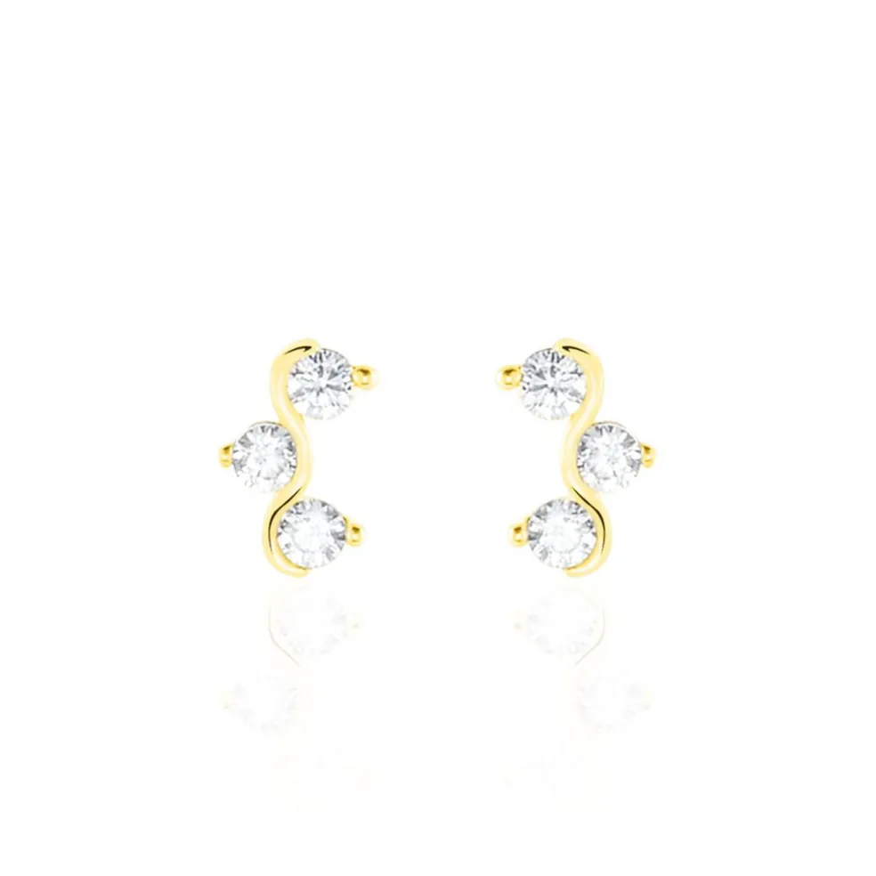 Boucles D'oreilles Puces Mureille Or Jaune Oxyde De Zirconium