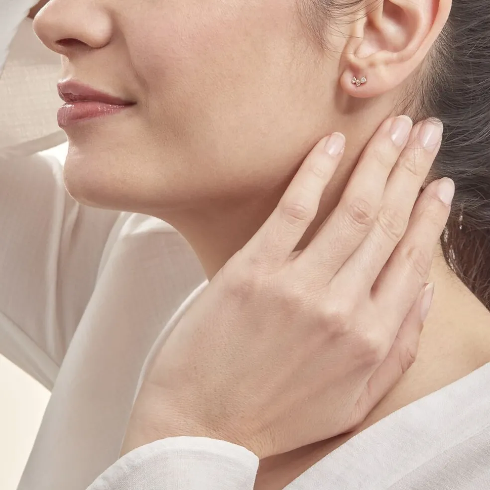 Boucles D'oreilles Puces Mureille Or Jaune Oxyde De Zirconium