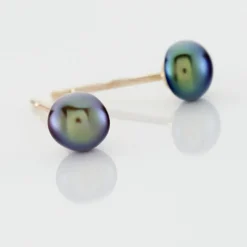 Boucles D'oreilles Puces Micaelle Teintees Or Jaune Perle De Culture