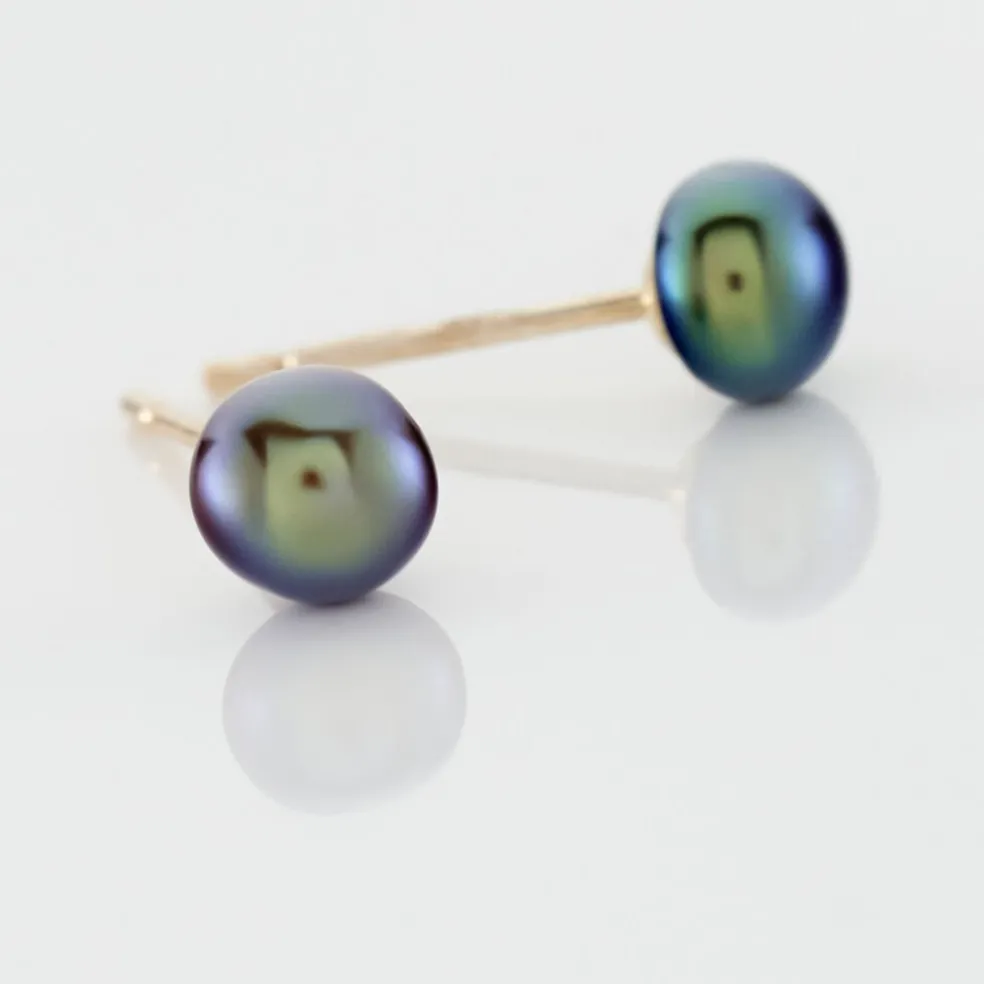 Boucles D'oreilles Puces Micaelle Teintees Or Jaune Perle De Culture