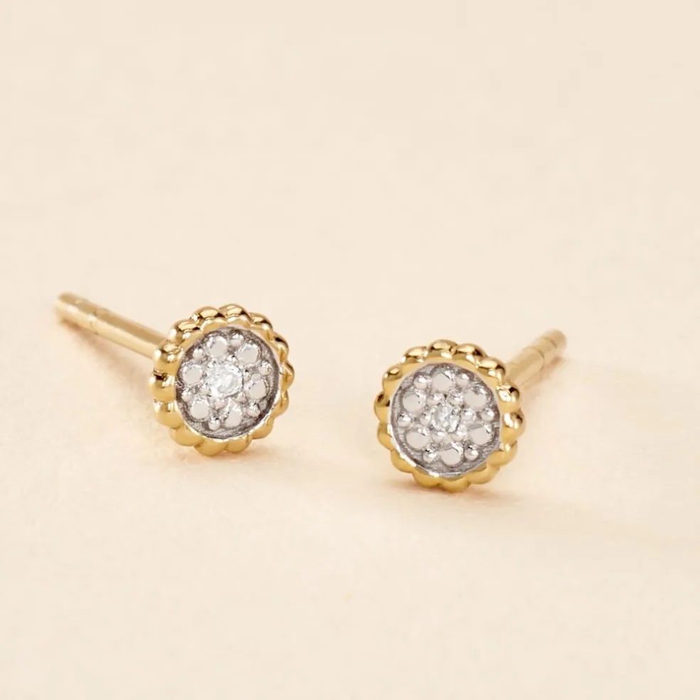 Boucles D'oreilles Puces Mon 1er Diamant Or Jaune Diamant