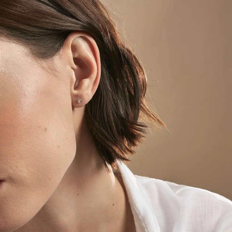 Boucles D'oreilles Puces Mon 1er Diamant Or Jaune Diamant