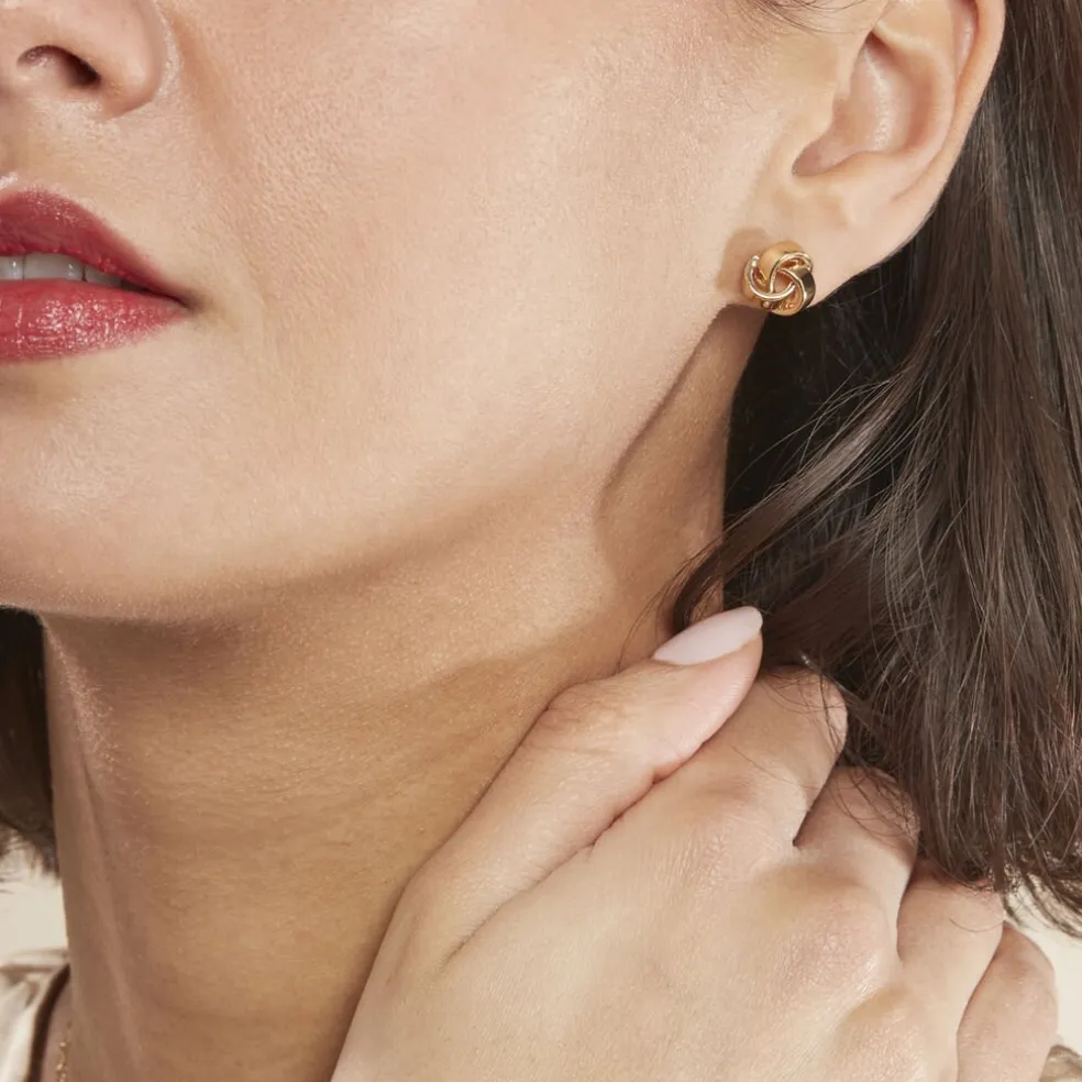 Boucles D'oreilles Puces Marcelina Plaqué Or Jaune