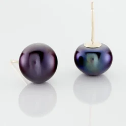 Boucles D'oreilles Puces Micaelle Teintees Or Jaune Perle De Culture